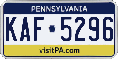 PA license plate KAF5296
