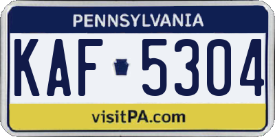PA license plate KAF5304