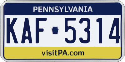 PA license plate KAF5314