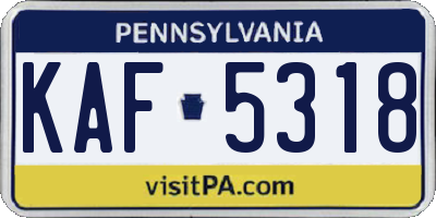 PA license plate KAF5318