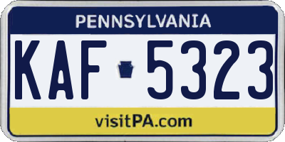 PA license plate KAF5323