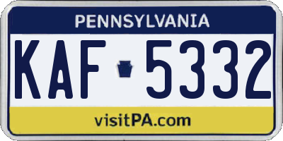 PA license plate KAF5332