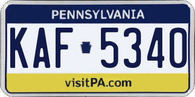 PA license plate KAF5340