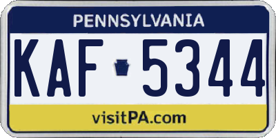 PA license plate KAF5344