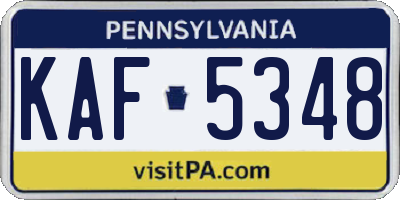 PA license plate KAF5348