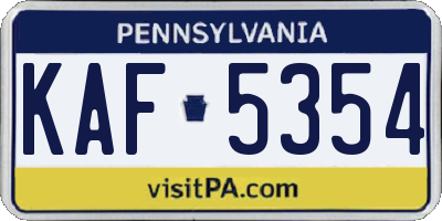 PA license plate KAF5354