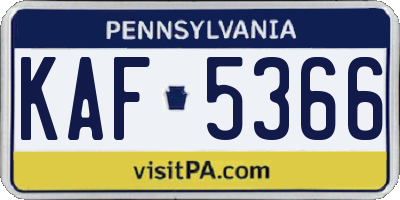 PA license plate KAF5366