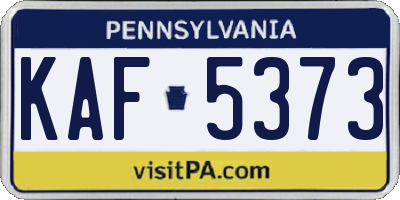 PA license plate KAF5373