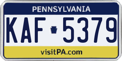 PA license plate KAF5379