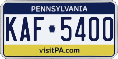 PA license plate KAF5400