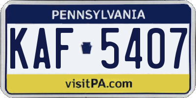 PA license plate KAF5407