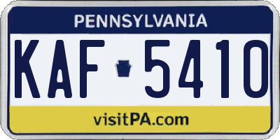 PA license plate KAF5410