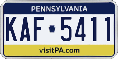 PA license plate KAF5411