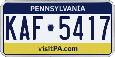 PA license plate KAF5417