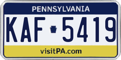 PA license plate KAF5419