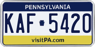 PA license plate KAF5420