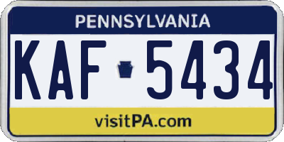 PA license plate KAF5434