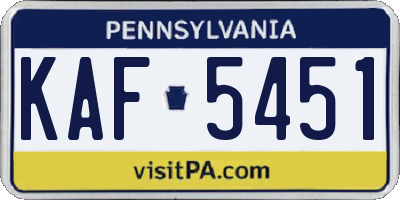 PA license plate KAF5451