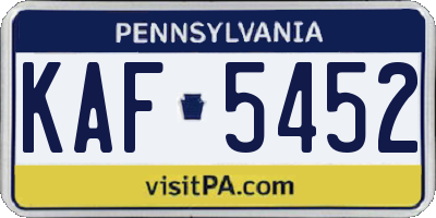 PA license plate KAF5452