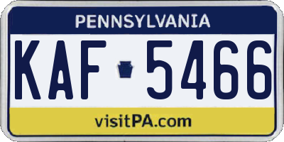PA license plate KAF5466