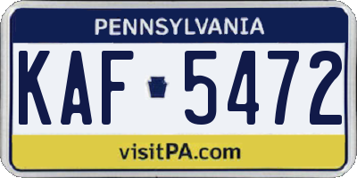 PA license plate KAF5472
