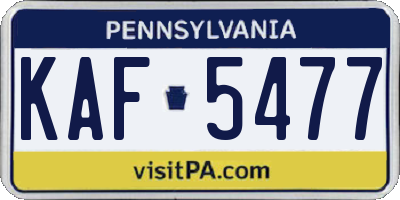 PA license plate KAF5477