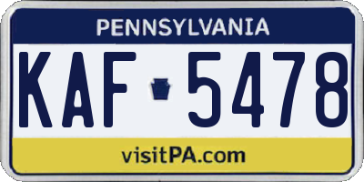 PA license plate KAF5478