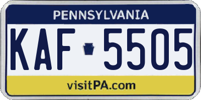 PA license plate KAF5505
