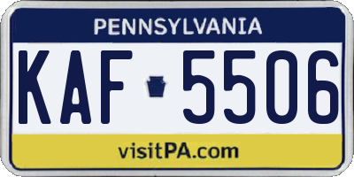PA license plate KAF5506