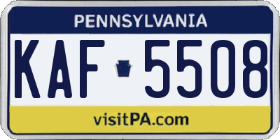 PA license plate KAF5508