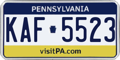 PA license plate KAF5523