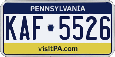 PA license plate KAF5526