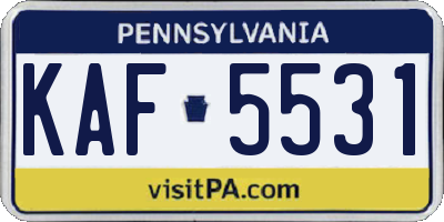 PA license plate KAF5531
