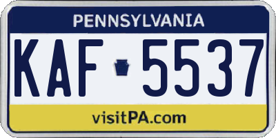 PA license plate KAF5537