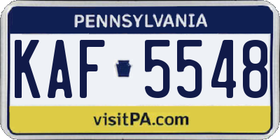 PA license plate KAF5548