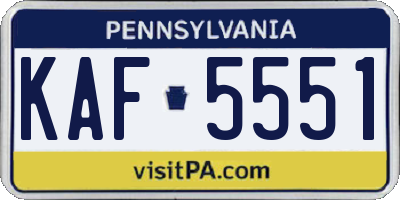 PA license plate KAF5551
