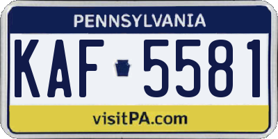 PA license plate KAF5581