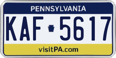 PA license plate KAF5617
