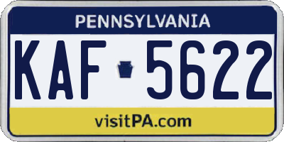 PA license plate KAF5622