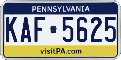PA license plate KAF5625