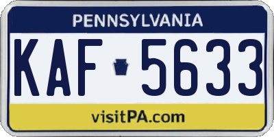 PA license plate KAF5633
