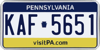 PA license plate KAF5651