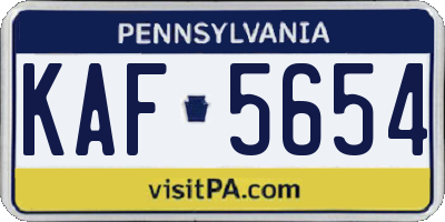 PA license plate KAF5654