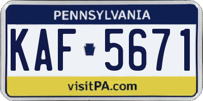 PA license plate KAF5671