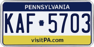 PA license plate KAF5703