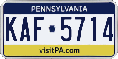 PA license plate KAF5714