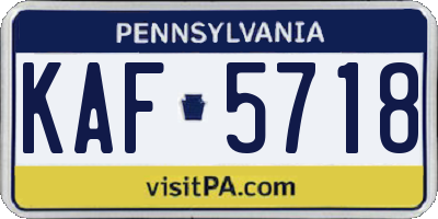 PA license plate KAF5718