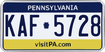 PA license plate KAF5728