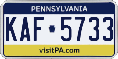 PA license plate KAF5733