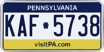 PA license plate KAF5738